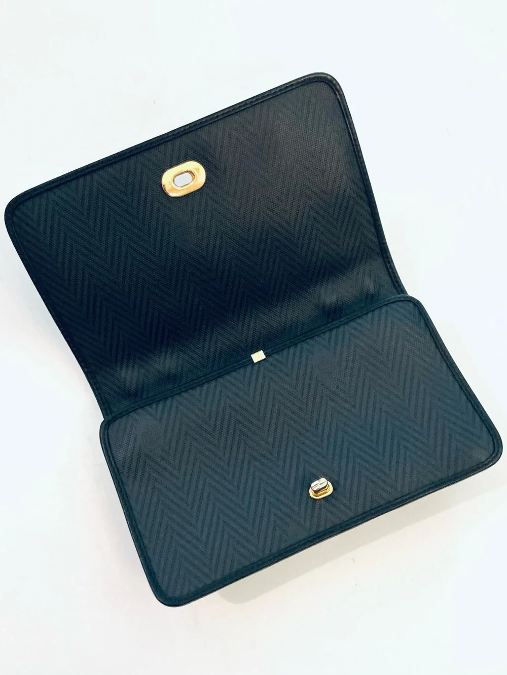 MARK CROSS Black Signature Herringbone Motif Bag with Leather Top-Handle